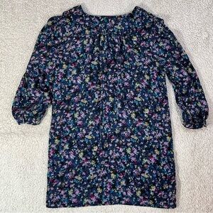 FEI Women's 100% Silk Floral Shift Dress Blue, Purple, Pinks Size 2 Old Money